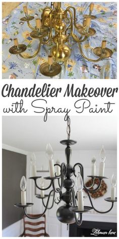 chandelier makeover with spray paint