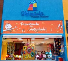 the front of a store that sells children's toys and crafts, including books