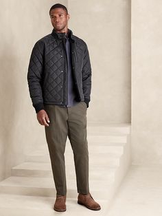 Diamond Quilted Jacket | Banana Republic Factory Quilted Jacket With Stand Collar For Fall, Fall Quilted Jacket With Stand Collar And Pockets, Casual Quilted Outerwear With Stand Collar, Casual Quilted Jacket For Winter Workwear, Casual Winter Workwear Quilted Jacket, Winter Quilted Jacket For Work With Patch Pockets, Long Sleeve Quilted Jacket With Pockets, Quilted Long Sleeve Puffer Jacket For Work, Long Sleeve Quilted Puffer Jacket For Work