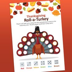 the thanksgiving roll - a - turkey game is on display