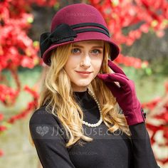 [AU$46.00] Ladies' Fashion Wool With Bowknot Bowler/Cloche Hat Mens Fashion 1920s, Bowler Hat Women, Classic Essence, 1920s Mens Fashion, Mad Hatter Hats, Gamine Style, Soft Gamine, Kentucky Derby Hats, Cute Bras