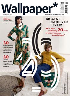 the cover of wallpaper magazine features two women in colorful dresses and one is sitting on a chair