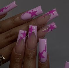 Long Nails Inspiration With Gems, Barbie Nail Aesthetic, Pink Nail 2023, Medium Nail Ideas Black Women, Nail Salon Design Nails, Pink Frenchies Acrylics, Cute Gel X Nail Ideas, X Initial Nails, Y2k Girly Nails