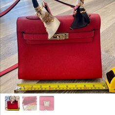 Brand New Red Leather Handbag From Italy With Shoulder Strap Hermes Style, Red Leather Handbags, Hermes Bags, Leather Handbag, Lady In Red, Red Leather, Leather Handbags, Shoulder Bags, Top Handle Bag