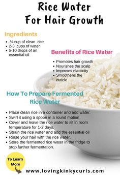 Rice Water For Hair Growth, Rice Water For Hair, Healthy Natural Hair Growth, Hair Growth Secrets, Hair Care Growth, Hair Growing Tips, Hair Remedies For Growth, Rice Water, Homemade Hair Products