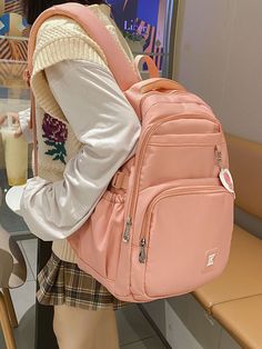 School Bag Essentials, Pink Preppy, Large Capacity Backpack, Backpack Women, Bag Essentials