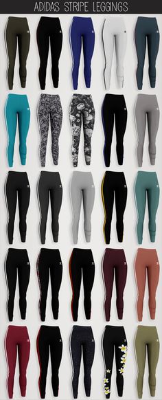 the leggings are all different colors and sizes