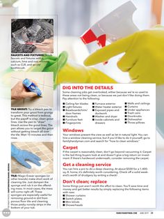 the instructions for cleaning and disinfecting tiles in this brochure are shown