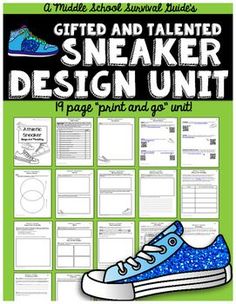 a sneaker design unit for students to use in their classroom's art project