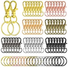 PRICES MAY VARY. Large quantity: package comes with 50 pieces swivel clasps and 50 pieces key rings in 7 different colors, 100 pieces in total, sufficient quantity can meet your multiple needs, varied colors can give you more choices for matching when using, you can also share with your family or friends Durable to use: the lanyard snap hook and key rings are made of quality metal alloy material, will not get deformed and rusted easily, - and , with smooth surface, the color can be maintained fo Jewelry Clips, Keychain Jewelry, Keychain Hook, Belt Hook, Rings Metal, Lanyard Keychain, Carabiner Clip, Jewelry Clasps, Diy Crafts Jewelry