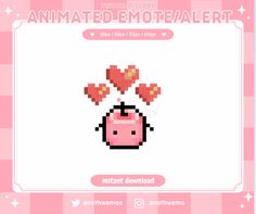 an animal emotenalizer is shown in the style of pixel art, with pink and