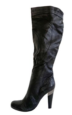 These chic boots will make a fabulous addition to your wardrobe. Unique detailing gives this classic boot a stylish edge for cool-weather looks that stand on their own.Round pointed toe.Block heel.Pull ons Genuine leather upper and sole17.5" shaft height15" opening circumference4.5" heel heel height NOTE: these boots do not come with the original box Chevron Outfit, Boots On Sale, Chic Boots, Gucci Shop, Shoes Flats Sandals, Luxury Women Fashion, Knee High Leather Boots, Classic Boots, Boots Knee