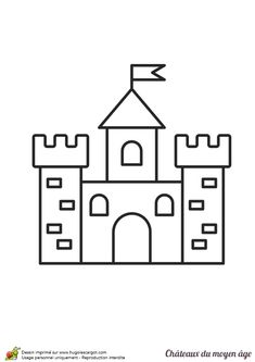 a castle with a flag on top coloring page