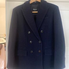 Navy Blue Oversized Tuxedo Coat Lofty Italian Wool Incredible Great Quality Length 32 ,, Imported Peaked Lapels Welt Pockets Never Worn Only Owner Tuxedo Coat, Madewell Jacket, Classic Coat, Classic Coats, Welt Pockets, Welt Pocket, Double Breasted, Madewell, Jackets & Coats