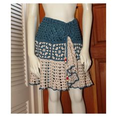 Woman's Granny Square Ruffled Crochet Lined Mini by AnnieBriggs, $149.00