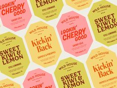 the label for sweet lemonade is shown in many different colors