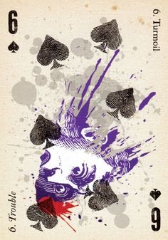 an ace playing card with purple ink splattered on it