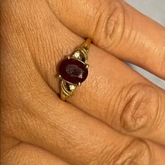 Purchased About 25 Years Ago, 18k Yellow Gold With Garnet Size7 Condition: Good Gold Garnet Ring, Garnet Ring, 7 Rings, Ring Color, Garnet Rings, Womens Jewelry Rings, 25 Years, Red Gold, Garnet