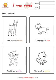 worksheet for children to learn how to read the words i can read and color