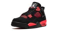 the air jordan 4 is in black and red