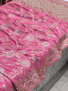 Add a touch of ethnic charm to your wardrobe with our Pink Banarasi Silk Jaal Embroidery saree. Made from the Banarasi silk, this saree features delicate jaal embroidery that adds a pop of color and texture. Be the talk of the town with this unique and playful saree. Luxury Banarasi Silk Saree With Floral Embroidery, Pink Pre-draped Saree With Intricate Embroidery For Navratri, Anarkali Style Silk Saree With Intricate Embroidery, Art Silk Pre-draped Saree With Intricate Embroidery, Festive Pre-draped Raw Silk Saree With Intricate Embroidery, Traditional Drape Silk Saree With Intricate Embroidery, Silk Pre-draped Saree With Intricate Embroidery For Diwali, Silk Pre-draped Saree With Intricate Embroidery, Pink Art Silk Pre-draped Saree With Intricate Embroidery