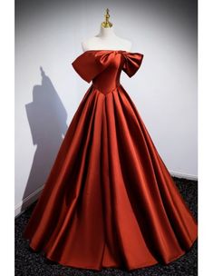 10% off now! Shop red satin simple long off the shoulder evening dress  online. Sheprom offers formal, party, casual & more style dresses to fit your special occasions. Luxury Satin Gown For Red Carpet, Luxury Silk Ball Gown For Evening, Cheap Red Satin Dresses, Red Ball Gown Dresses Satin, Red Satin Finish Evening Dress For Prom, Red Satin Dress For Prom Season Banquet, Red Satin Dress For Banquet During Prom Season, Red Floor-length Satin Prom Dress, Red Strapless Satin Evening Dress