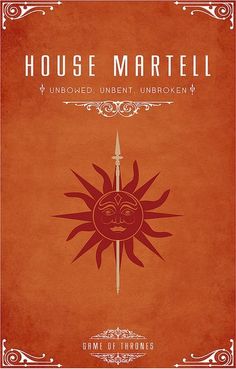 an orange book cover with the title house martiell and a sun on it