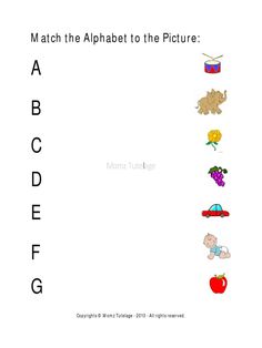 an alphabet worksheet with pictures and words to learn how to read the letters