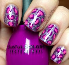 Pink Cheetah Nails, Unghie Nail Art, Clawdeen Wolf, Cheetah Nails, Leopard Print Nails, Purple Nail, Leopard Nails, Animal Print Nails, Purple Leopard