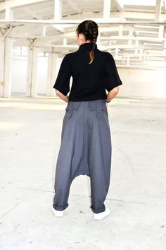 "Women Gray Pants, Wool Pants, Women Harem Pants ◈Available in black from cold wool. ◈ Stylish and chic fashion is our shared dream! You can be sure that this piece is made with a lot of love and craftsmanship. ◈ The black top is available here - https://etsy.me/2TeHIf3 ◈ S I Z I N G ◈ This item is available from XS to 4XL. Please, have a look at my Size Chart below before placing your order. ◈ D E L I V E R Y ◈ This item will be shipped in up to 5 days after your order was placed. We use Expres Baggy Gray High-waisted Pants, Gray Baggy Straight Pants, Gray Baggy High-waisted Pants, Gray High Waist Harem Pants With Pockets, Baggy High Waist Gray Harem Pants, Gray Baggy High Waist Harem Pants, Baggy Gray Pants With Hip Pockets, Baggy High-waisted Pants With Side Pockets, Baggy Gray Long Pants