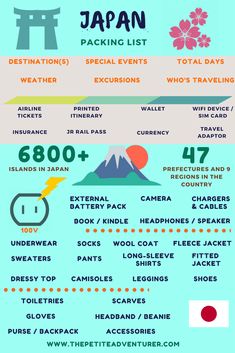 the japan packing list is shown in this image