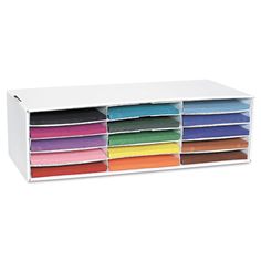 a multicolored drawer is shown with different colors in it and the drawers are open