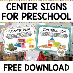 the center signs for preschool are shown