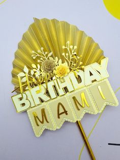 a birthday card with the words, happy birthday mau written in gold on it