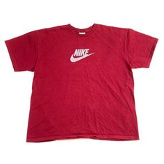 This is a vintage Nike shirt, it is in excellent condition and labeled as a size XXL. 90s Style Red T-shirt For Sports, Red 90s Style Sports T-shirt, 90s Red T-shirt For Sports, Maroon Nike, Harley Shirts, Nike Vintage, Harley Davidson Tee, Eagle Shirts, Harley Davidson Shirt