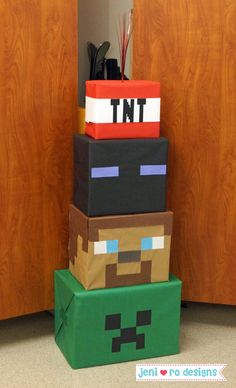 a stack of lego blocks sitting on top of each other in front of a door