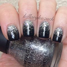 Nails - Nagel Black Sparkle Nails, Black Tips, Bridal Nail Art, Silver Nail, Nails Prom, Black Nail Designs, Super Nails, Nail Art Wedding, Sparkle Nails