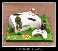 this is a cake made to look like a video game controller and soldiers on it