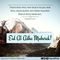 an image with the words, their meat will not reach allaah, nor will their blood, but what reaches him is pretty from you