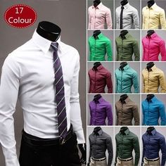 5124 Mens Luxury Casual Slim Fit Stylish Dress Shirts 17 Colors 5 Size Business Shirt, Slim Fit Dress Shirts, Business Dress, Cotton Long Sleeve Shirt, Business Shirts, Slim Fit Dresses, Mens Button Up, Mens Luxury, Product Catalog