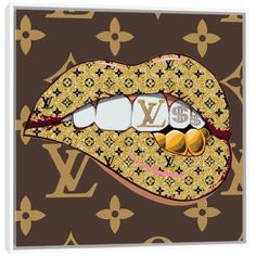 a louis vuitton lipstick with gold and white decorations on it