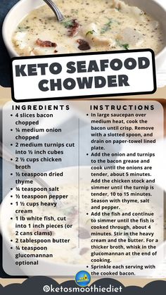 a recipe for keto seafood chowder with instructions