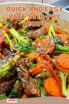 Beef Stir-Fry recipe with carrots, broccoli and more Chinese Beef Stir Fry, Stir Fry Peppers, Easy Beef Stir Fry, Steak Strips, Steak And Broccoli, Chinese Beef, Celery Recipes, Easy Stir Fry Recipes, Beef Stir Fry Recipes