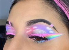 Pastel Eyeliner, Edc Makeup, Water Activated Eyeliner, Eyeshadow Designs, Makeup Skills, Neon Pastel, Ideas For Makeup, Pride Makeup, Kawaii Makeup