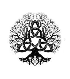 the tree of life is drawn in black and white