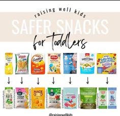 some snacks that are labeled for toddlers