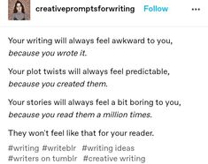 an image of a person's twitter post with the caption for creative writing