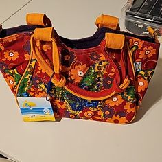 Design Bag, With Flowers, Butterfly's Collection Item. Sequence Colorful, Unique Bag, Can Be A Crossbody Doesn't Have Straps Bag With Flowers, Sand Bag, Design Bag, Bohemian Colors, Unique Bags, Green Orange, Green And Orange, Womens Tote Bags, Bags Designer