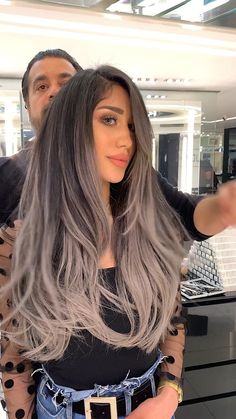 Grey Hair Wig, Hair Streaks, Cheap Human Hair, Hair Color Purple, Short Hair Color, Brown Blonde Hair, Grey Hair Color, Hair Color Dark, Silky Hair