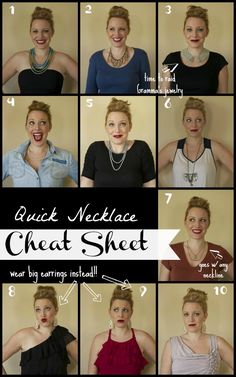 Cheat Sheet: A Guide to Necklaces and Necklines Afro Beauty, Necklace Guide, Cheat Sheet